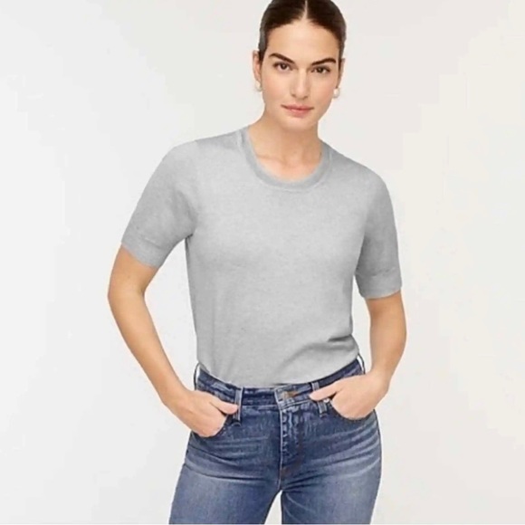 J. Crew Short-sleeve silk-blend crewneck sweater Size Medium Item AL231 - Picture 10 of 10